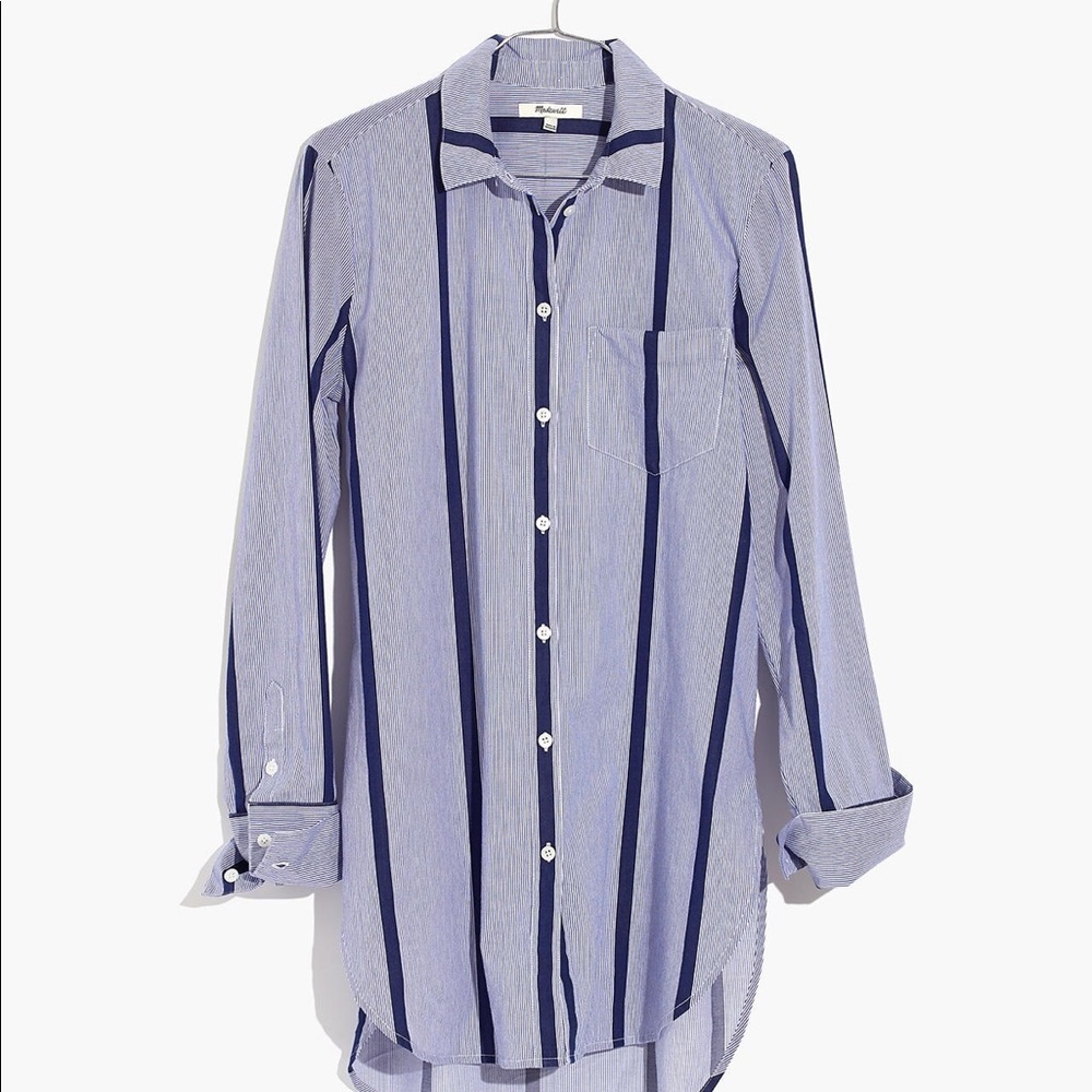 Madewell Striped Tunic Collared Button Shirt - image 8